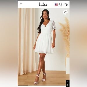 Lulu’s Women’s Angel in Disguise White Lace Skater Dress Size Small